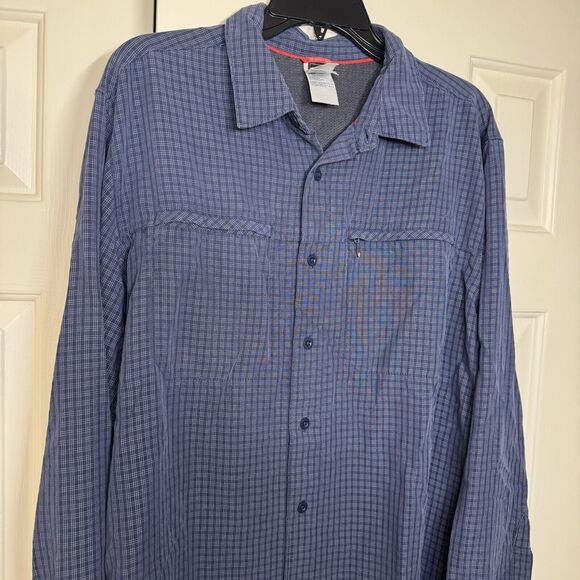 The North Face Blue White Pattern Nylon-Poly Mens Long Sleeve Shirt Size Large - Picture 2 of 10